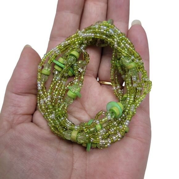 Bracelet Stretch Multistrand Pale Pastel Seafoam Green Seed Beads Rocailles - Picture 4 of 9